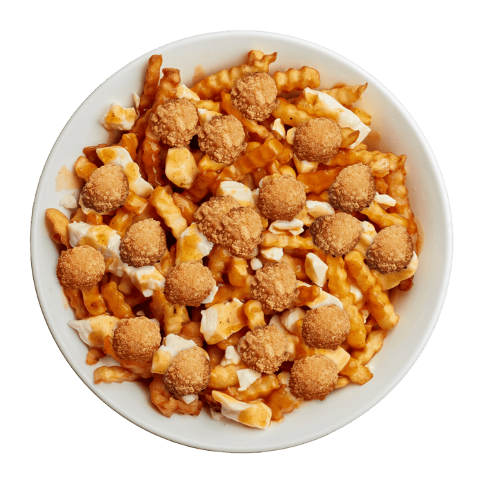 Poutine régulière poulet popcorn