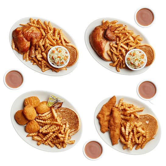 Repas familial pour 4 avec cuisse de poulet, poitrine de poulet, croquettes de poulet et filets de poitrine