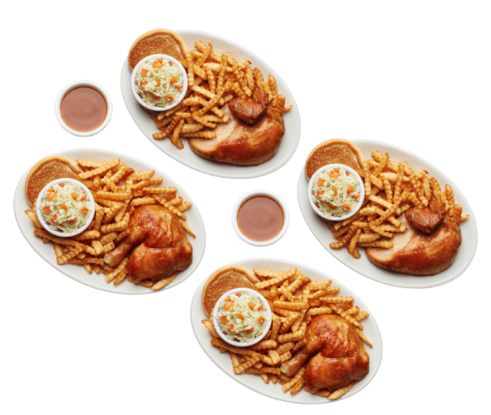 Repas pour 4 avec 2 cuisses et 2 poitrines de poulet